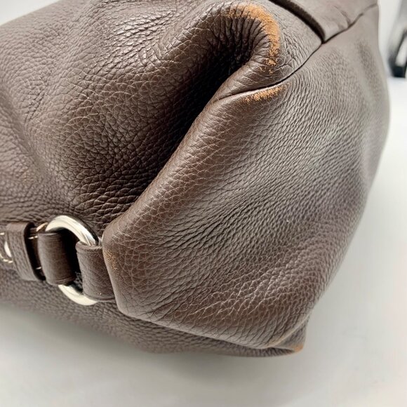 Coach 2-Way Brown Pebbled Leather Duffle Shoulder Bag (F15064) - Picture 6 of 12